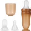 BOXOB Biberon 3 in 1 Multifunzionale per Alimenti Bambini in Silicone, con Cucchiaio Erogatore, Tettarella Normale e Tettarella per Purea di Frutta