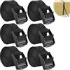 RUNQIN OUTDOOR 6Pcs Cinghie di Fissaggio a Cricchetto Piccole Nero, 1m x 25mm Cinghia Ancoraggio Tensione con Fibbia Camma Sgancio Rapido per Auto, Bici Camion, Moto Pacchetti, Rimorchi, Bagagli, Portabici,Campeggio