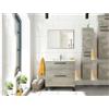 Dmora - Mobile sottolavabo Yonkers, Mobiletto per bagno a 2 cassetti, Armadietto sospeso con specchio, lavabo non incluso, 80x45h80 cm, Rovere