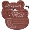 SAVITA Carte Milestone Neonato, Targhetta Annuncio Nascita a Forma di Orso Annuncio Nascita Bimbo in Legno Hello World Cartello Neonato per Ospedale Asilo Nido Foto Prop