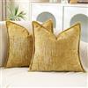 AwzyGous Copricuscini Divano 45x45 Decorativo Casa in Ciniglia Cuscini per Divano Federe Cuscini Moderne Morbido Decorativi Federe per Cucina, Sedia, Letto, Camera da Letto, Soggiorno 2 Pezzi Giallo