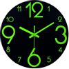 Plumeet Orologio da parete luminoso - 30cm orologio in legno silenzioso con luminescenza - Grande orologio da parete decorativa per la cucina, ufficio, camera da letto (Nera)