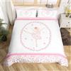 Homemissing Set di biancheria da letto floreale botanica moderno per ballerina, Rosa/Bianco, 135x200 cm + 50x75 cm, 2 pezzi, Lenzuola e federe in cotone
