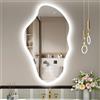 STARLEAD 100x60cm Irregolare Specchio-Bagno-con-Luce e Bluetooth, Asimmetrico Specchiera-Bagno con Dimmerabile, 3 Colori Luce, Antifog, Memoria, IP44, HD Vetro Temperato, Orizzontale/Verticale