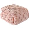 Exclusivo Mezcla Coperta Plaid Pile di Flanella per Divano, 220x240 CM Coperta Letto Matrimoniale con Motivo a Scacchi, Morbida e Calda, Rosa