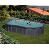 730 x 375 cm - h 1,32 m GRE ANTHRACITE CONNECT- Piscina ovale fuori terra - filtro a sabbia