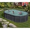 610 x 375 cm - h 1,32 m GRE ANTHRACITE CONNECT- Piscina ovale fuori terra - filtro a sabbia