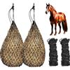 Afenau Rete Fieno Cavalli, 2 pezzi Rete per Fieno Cavalli, Lenta 5 kg di Fienos, Fieno 5x5 cm per Cavalli, rete per fieno portatile grande, migliora la digestione Sacco per fieno per cavalli, pecore, bovini