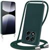 Knrlqim Cover per Xiaomi Redmi Note 14 PRO 5G/Poco X7 5G con Cordino Custodia con Laccio Collana Tracolla Collo Corda Regolabile Liquido Silicone Antiurto AntiGraffio Protettiva Case,Verde