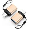 HAUXGOGO Adattatore da USB-C a USB 3.0(Set da 2), supporta il Trasferimento Dati e la Conversione Dell'interfaccia, la Ricarica e OTG -Oro