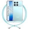 ANFAIRLACE Cover Cordino Compatibile con Xiaomi Poco F8 Pro, Custodia Laccio Trasparente Silicone Morbido Regolabile Antiurto Rinforza Angoli Cuscino d'Aria Chiaro Case, Blu