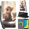 PHINIENLAND Cover per Samsung Galaxy J6 2018 Case PU Pelle Custodia [Kickstand] [Chiusura magnetica] [Slot per Schede], Portafoglio Flip Custodia per Samsung J6 2018,Gatto