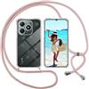 ISOI Cover con Cordino per Realme C63/Realme C61, Custodia Trasparente con Collana Tracolla Laccio Collo Ultra Sottile Morbido TPU Silicone Antiurto AntiGraffio Antiscivolo Case, Rosa