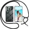 ISOI Cover con Cordino per Realme C63/Realme C61, Custodia Trasparente con Collana Tracolla Laccio Collo Ultra Sottile Morbido TPU Silicone Antiurto AntiGraffio Antiscivolo Case, Nero