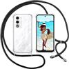 ISOI Cover con Cordino per Oppo A5 4G / Oppo A5 5G, Custodia Trasparente con Collana Tracolla Laccio Collo Ultra Sottile Morbido TPU Silicone Antiurto AntiGraffio Case, Nero