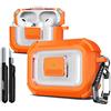 R-fun per Custodia protettiva AirPods Pro 2a generazione, Chiusura magnetica automatica, con kit di pulizia, Adatta per Custodia protettiva AirPods Pro 2 -Arancione