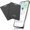 Wowfast 2 Pezzi di Tracker per Portafoglio per Android, Smart Card di Tracciamento Ricaricabile Senza Fili, Carta di Tracciamento per Portafoglio Sottile Compatibile con Google My Device Find APP (Solo