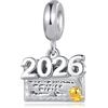 LSxAB Ciondoli per diploma di laurea 2026, compatibili con braccialetti Pandora, Rame, Nessuna pietra preziosa