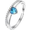 JeweBella Anello Argento 925 Donna Regolabile Anelli Pietra Cuore di Nascita Zirconia Cubica Anello Fedine Fidanzamento Coppia FEDI Nuziali con Confezione Regalo