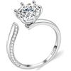 FEIKFEIZ Anello da donna con moissanite, diamante coltivato in laboratorio 1,5 CT, argento 925 placcato oro bianco 18K, anello regolabile ad apertura, anello di fidanzamento, gioiello regalo.