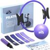 Keystone Peak Kit Pilates - Pilates Essential Kit con Cerchio da 14, Mini Palla, 4 Fasce Elastiche, Poster & Borsa - Set Allenamento Completo per Tonificare e Rafforzare a Casa o in Viaggio