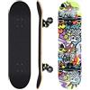 cdsnxore Skateboard completo da 31 x 8 pollici, con cuscinetti a sfera ABEC 7, 8 strati di acero, con ruote lampeggianti in PU, adatto per bambini, ragazzi e adulti (culu)