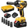 Uadme Avvitatore a Impulsi a Batteria 21V 650Nm, Mandrino 1/2, 2 Batterie 4,0Ah e Caricabatteria, Motore Brushless, Chiave ad Impulsi a Massa Battente, con 6 Bussole, per Auto e Officina Meccanica