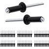 NYTGAH Set di rivetti ciechi neri da 60 pezzi, in alluminio/acciaio, 4,8 mm x 10 mm, rivetti ciechi, rivetti pop, per costruzione, marine, automobili e mobili