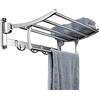 Candora mensola da parete portasciugamani in acciaio inox spazzolato. Scaffale porta asciugamani con barre, stile hotel