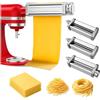 MMOBIEL Accessorio per Pasta per Impastatrice Planetaria per KitchenAid 3 Pezzi - Rullo per Pasta, Taglia Spaghetti & Taglia Fettuccine - Accessori in Acciaio Inox - Accessori Mixer per KitchenAid di MMOBIEL
