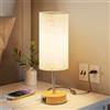 UPXNBOR Lampada da Comodino Touch con Porte di Ricarica USB-A e USB-C, Dimmerabile a 3 Livelli, Paralume in Tessuto di Lino, Piccola Lampada da Tavolo, con Cavo da 1,5 m (Lampadina E27 Inclusa)