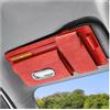 JNNJ Organizzatore per Alette Parasole Auto, Organizzatore per Alette Parasole in Pelle per Auto, Cerniera Auto Parasole Organizer Con Porta Occhiali, Accessori Interni Occhiali Da Sole(Rosso)
