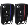 MDLSDE 2 Pezzi Cover Chiave per VW, Portachiavi Custodia Protettiva Chiave Auto Guscio in Silicone con 3 Tasti Cover Compatibile con Volkswagen Golf 7 Polo MK7 Tiguan Seat Skoda Nero Rosso e Blu