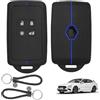MDLSDE Custodia per Chiavi Auto, Compatibile con Renault Clio Megane Koleos Kadjar Kangoo Twingo Talisman Captur Spazio Dacia Duster Custodia in Silicone TPU 4 Pulsanti con Portachiavi Blu 2 Pezzi