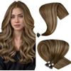 Hetto Extension Capelli Veri Nano Ring Balayage Marrone chiaro & Biondo miele - Remy Capelli Umani Estensioni, Invisibile Adesive, Look Naturale per Uso Quotidiano 50g 50ciocche 35cm