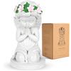 QLFJ-FurDec Angelo Custode Statuetta Engel Deko Figur, Bianco Little Angel per Donne, Kleine Engelfiguren con Camelia, Little Schutz Engelfiguren Deko da Tavolo per il Ringraziamento