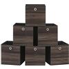 SONGMICS Scatole Portaoggetti, Set di 6 Contenitori con Manico, in Tessuto Oxford e Tessuto Non Tessuto, 30 x 30 x 30 cm, per Scaffali a Cubo, Pieghevoli, Marrone Castagna RFB102K01