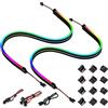 BTF-LIGHTING WS2812B individualmente indirizzabile LED NEON RGB PC LED Strips 2 pezzi 19in per 5V 3Pin RGB LED headers con 12 pezzi forti supporti per strisce LED 10mm e larghezza, luce fatata