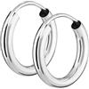 NKlaus coppia d'argento 925 orecchini a cerchio 15mm spessore 2,5mm orecchini tondi 2562