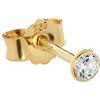 NKlaus Orecchino 3mm in Oro Giallo 750 | Oro 18 Carati con Zircone Bianco 2624