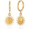 Bottega della Principessa Orecchini Sole Donna in Acciaio Inossidabile 316L - Orecchini Pendenti Minimal Dorati - A Cerchio, Leggeri, Anallergici, Resistenti all'Acqua - Minimal Chic - Idea Regalo Donna