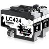 Miss Deer LC424 Nero Cartucce d'inchiostro Compatibile per Brother LC 424 LC424 per Brother DCP-J1200W DCP-J1200WE J1200W J1200WE DCPJ1200 DCPJ1200W Stampante（2BK）