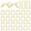Siyrdxcbt 100 Pezzi 6 cm Mini Fiocchi per Pacchi Regalo Fatti a Mano Coccarde per Pacchi Regalo Bianco Sporco Fiocchi Regalos per Sacchetti Regalos Natale Fasce Capelli Biglietti Decorazioni Vestiti Battesimo