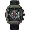 TIME100 Orologio Cronografo Uomo Quadrato con Calendario, Stile Punk, Quadrante Luminiscente, Cinturino in Silicone Regolabile, Cassa in Acciaio Inossidabile, Resistente all'Acqua 30M（Nero）