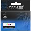 PrintAbout Cartuccia compatibile HP 308 (7FP20/21UE) - Nero + 3 colori Capacità extra-elevata Multipack