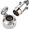SPARKMOTO Metallo Spina Rimorchio 7 Poli E Metallo Presa Rimorchio 7 Poli, 12V Spina E Presa Rimorchio 7 Poli Alluminio Maschio e Femmina Impermeabile Spina Presa 7 Poli per Rimorchio RV(Alluminio A)