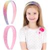 COMNICO 2 fasce per capelli glitterate per ragazze, graziose e scintillanti, larghe e spesse, antiscivolo, con paillettes arcobaleno, accessori per capelli per bambine e donne