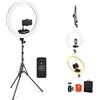 NEEWER Luce Anulare Professionale, Supporto e lo per Telefono, 18 Sottile, 45W 2900K-7000K TLCI98, Telecomando App, Illuminazione Morbida per Trucco, Live Streaming, TikTok, RP18B Pro Nero
