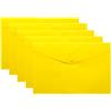 eco-eco Eco075YELLOW - Cartelline trasparenti con bottone a pressione, formato A5, 50% riciclata, confezione da 5, colore: giallo