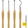 CDBP Mini kit di Scalpelli per Tornitura del Legno duro, con manico in legno e 4 Inserti in carburo con punta, ideale per tornitura del legno, Sgrossatura, Rifinitura di Dettagli e cavità